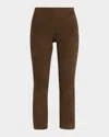 Vince Stretch-suede Split Hem Crop Pants In Brown