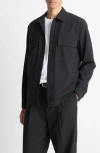 Vince Button-front Wool Overshirt In Black