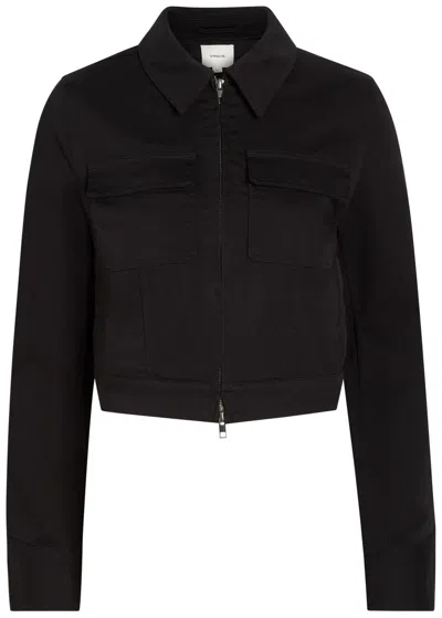 Vince Stretch-cotton Cropped Jacket In Black