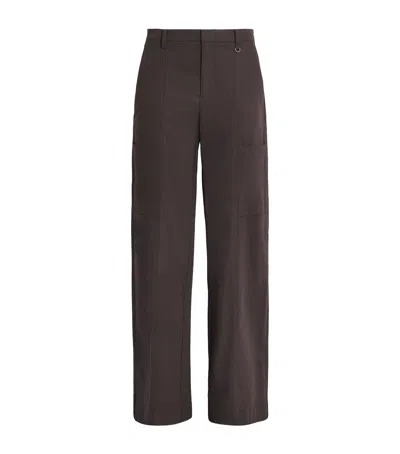 Vince Stretch-cotton Panelled Trousers In Brown