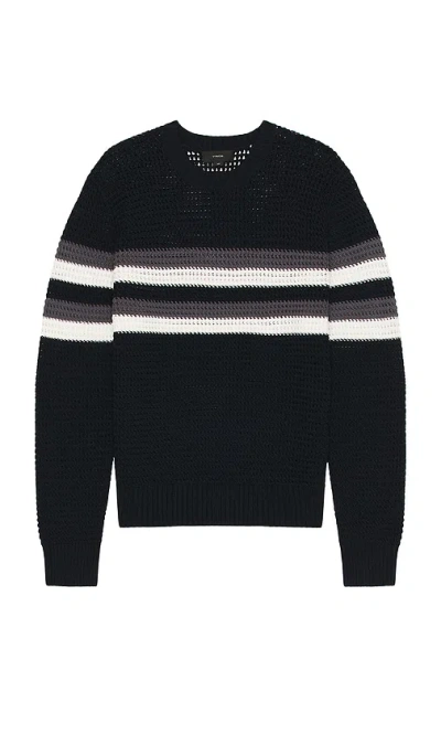 Vince Crafted Textured Chest Stripe Jumper In Coastal Combo