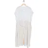 Vince Stripe Cap Sleeve Shirtdress In Off White/vista Blue