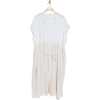 Vince Stripe Cap Sleeve Shirtdress In Off White/vista Blue