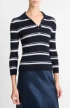 Vince Cashmere & Mulberry Silk-blend Stripe Polo In Coastal/off White