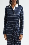 Vince Stripe Cashmere & Silk Top In Off White/coastal