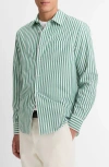 Vince Stripe Classic Fit Button-up Shirt In Green
