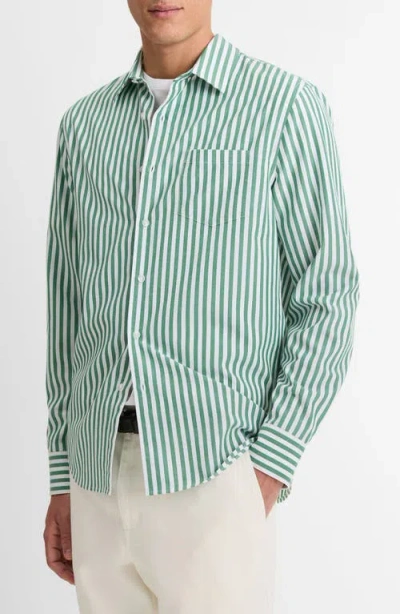 Vince Stripe Classic Fit Button-up Shirt In Green