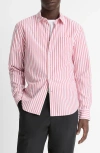 Vince Playa Stripe Poplin Button-up Shirt In Pink