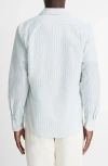 Vince French Regular Fit Striped Shirt In Emerald Green/optic White