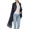 Vince Stripe Cotton Gauze Scarf In Navy/optic White