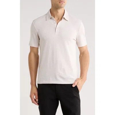 Vince Stripe Cotton Slub Polo In White