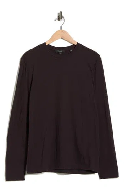 Vince Stripe Crewneck Long Sleeve Knit T-shirt In Brown