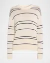 Vince Variegated Stripe Wool Blend Sweater In Multi