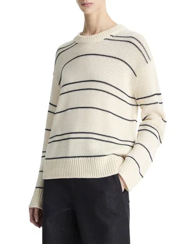 Vince Stripe Crewneck Top In Neutral