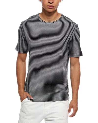 Vince Stripe Crewneck T-shirt In Black