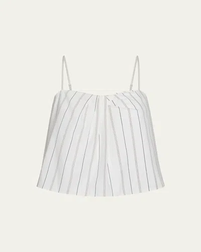 Vince Stripe Draped Tank Top In Off White/marigold