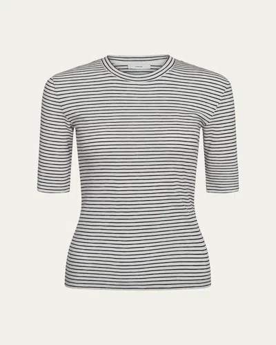VINCE STRIPE ELBOW-SLEEVE TOP
