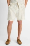 Vince Stripe Hemp Beach Shorts In Blanco