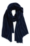 Vince Stripe Lightweight Cashmere Scarf In Coastal Blue