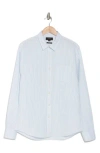 Vince Classic Stripe Linen Long Sleeve Shirt In Pale Blue/white