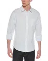 Vince Stripe Linen-blend Button-down Shirt In Blue