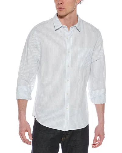 Vince Stripe Linen-blend Button-down Shirt In Glacier