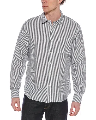 VINCE VINCE STRIPE LINEN-BLEND BUTTON-DOWN SHIRT