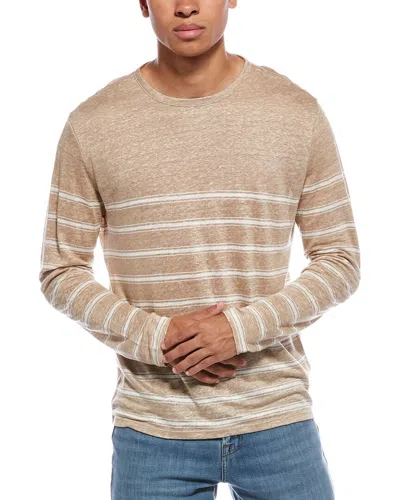 Vince Stripe Linen T-shirt In Brown