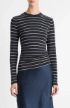 Vince Stripe Long Sleeve Cotton & Modal Crewneck Top
