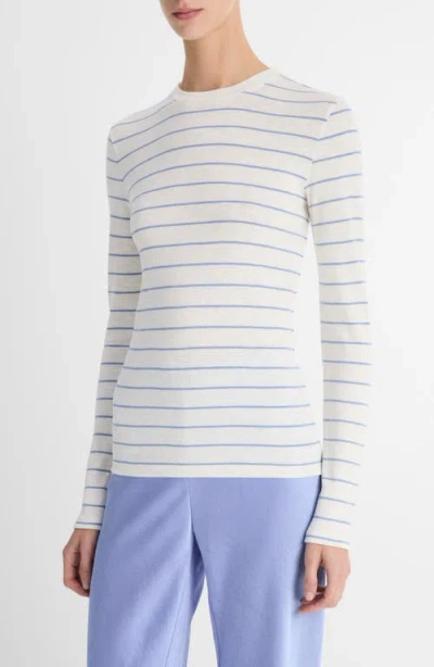 VINCE VINCE STRIPE LONG SLEEVE COTTON & MODAL CREWNECK TOP