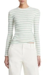 Vince Striped Long Sleeve Crew Tee Parakeet Combo In Parakeet Combo