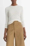 Vince Stripe Long Sleeve Rib Top In Pale Cliff Combo