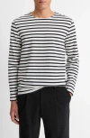 Vince Stripe Long Sleeve T-shirt In Natural/coastal