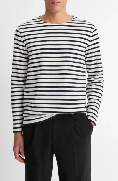 Vince Stripe Long Sleeve T-shirt In Natural/coastal