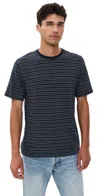 Vince Stripe Loose Knit Crew Tee Coastal/off White In Gray