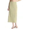 Vince Smocked Check Midi Skirt In Herbaria Combo