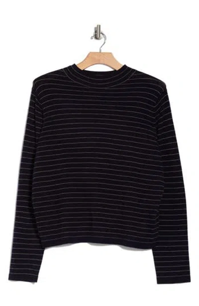 VINCE VINCE STRIPE MOCK NECK WOOL BLEND SWEATER