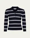 Vince Cashmere & Mulberry Silk-blend Stripe Polo In Coastaloff White