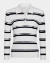 Vince Stripe Silk Rugby Shirt In Blue