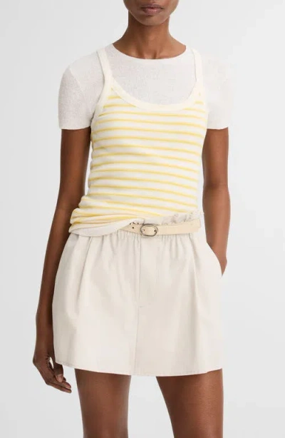 Vince Stripe Pima Cotton Blend Camisole In Neutral