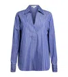 Vince Stripe Popover Shirt In Blue