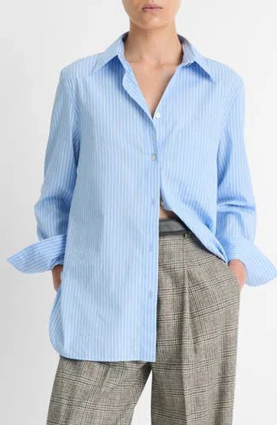 VINCE VINCE STRIPE RELAXED COTTON BUTTON-UP SHIRT