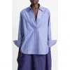 Vince Stripe Popover Shirt In Blue
