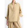 Vince Stripe Relaxed Cotton Popover Shirt In Neutral