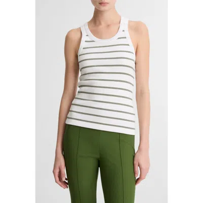 Vince Stripe Rib Tank In White