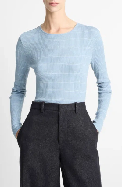 Vince Striped Crew Top Amalfi Combo In Blue