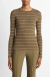 Vince Striped Crewneck Top In Brown
