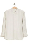 Vince Plus Stripe Sculpted Silk-blend Shirt In Off White
