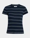 Vince Striped Short Sleeve Crew Top Coastal Combo
