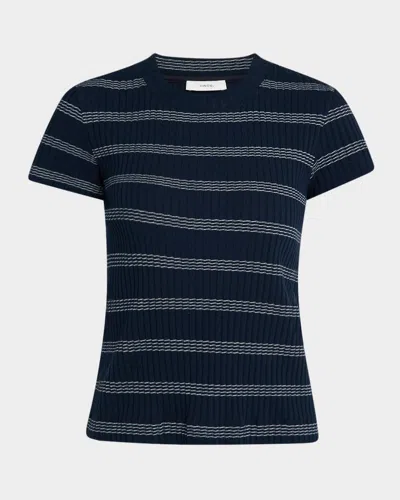 VINCE STRIPE SHORT-SLEEVE CREWNECK TEE